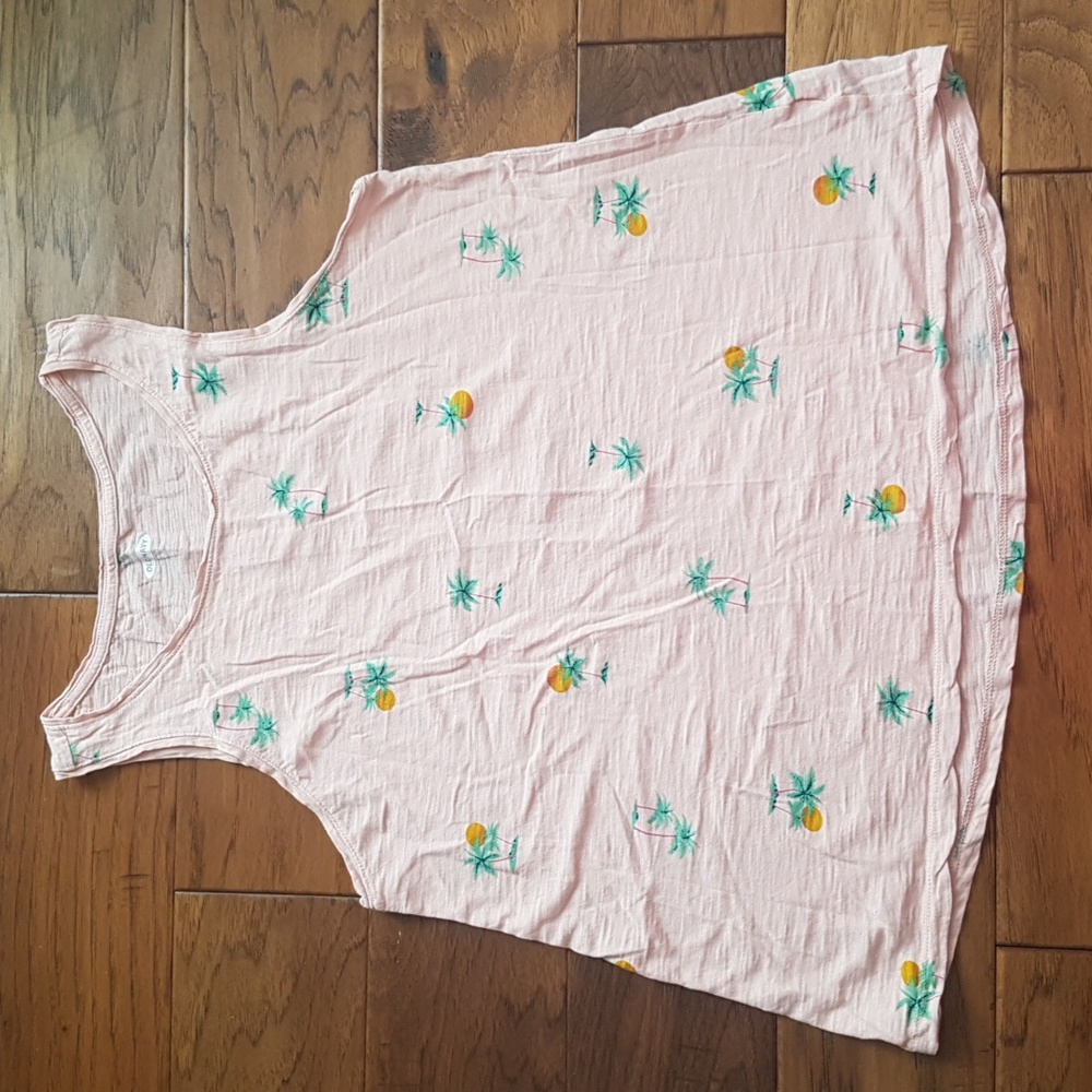 Old Navy 100% Cotton Women's Everywhere Tank with Palm Trees Sun Size M